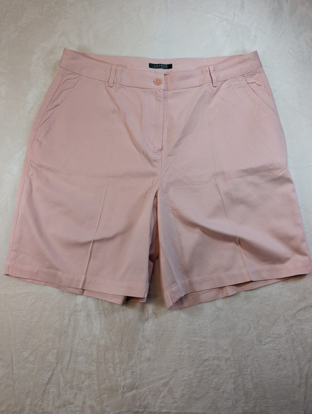 Lauren Ralph Lauren Pink Cotton Chino Shorts Women's Size 14 Classic Casual